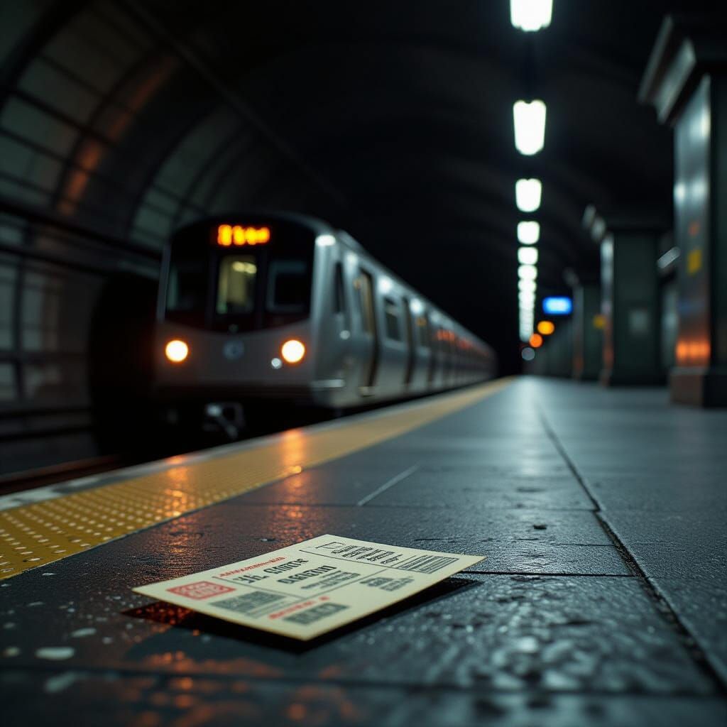 Train Ticket on Subway Platform in Film Noir Style