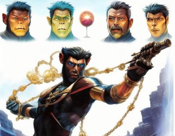 Furry Alien Warrior with Chain in Space Opera