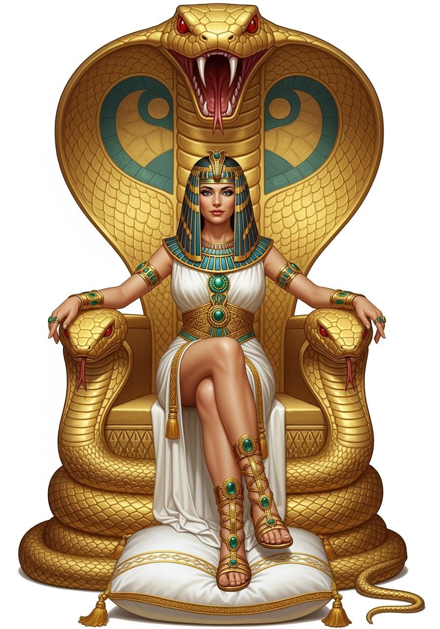Egyptian Queen on Golden Throne, Art Nouveau Style