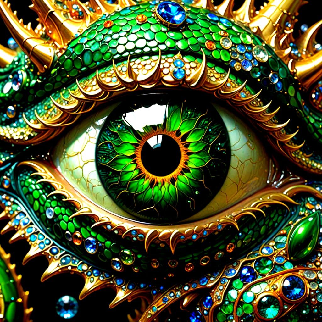 Green Dragon Eye Close-Up: Fantastical & Surreal