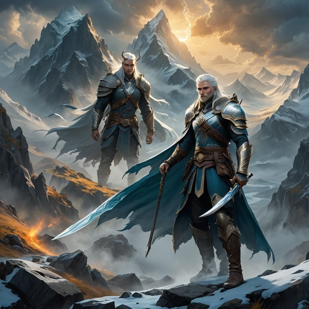 Eladrin Ranger Drakewarden in Misty Landscape