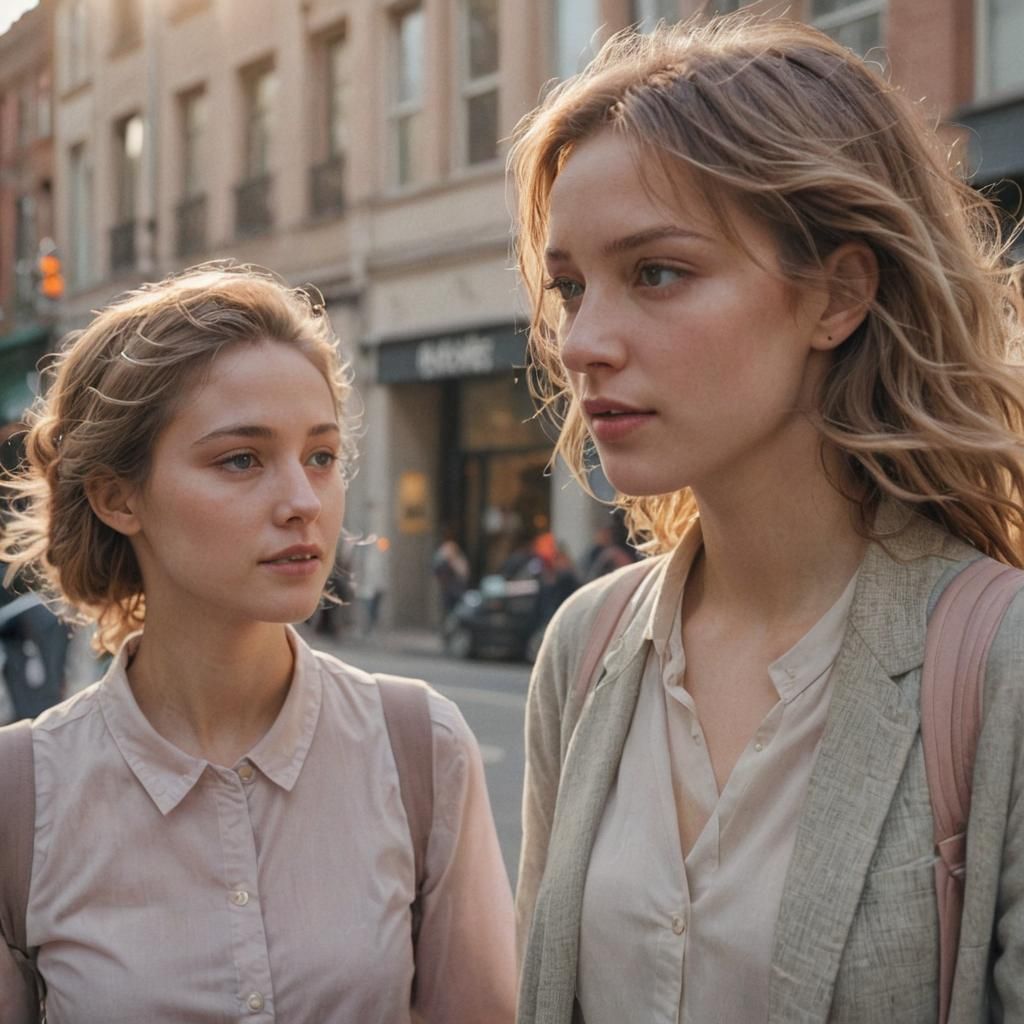 Photorealistic Portrait of Couple in City Street