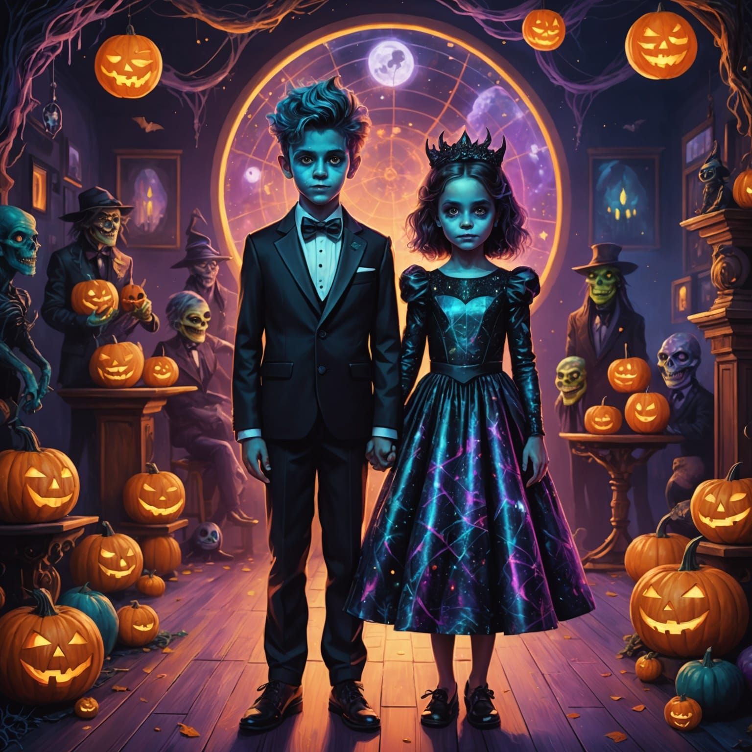 Monsters Attend Halloween Prom in Astral Illustration