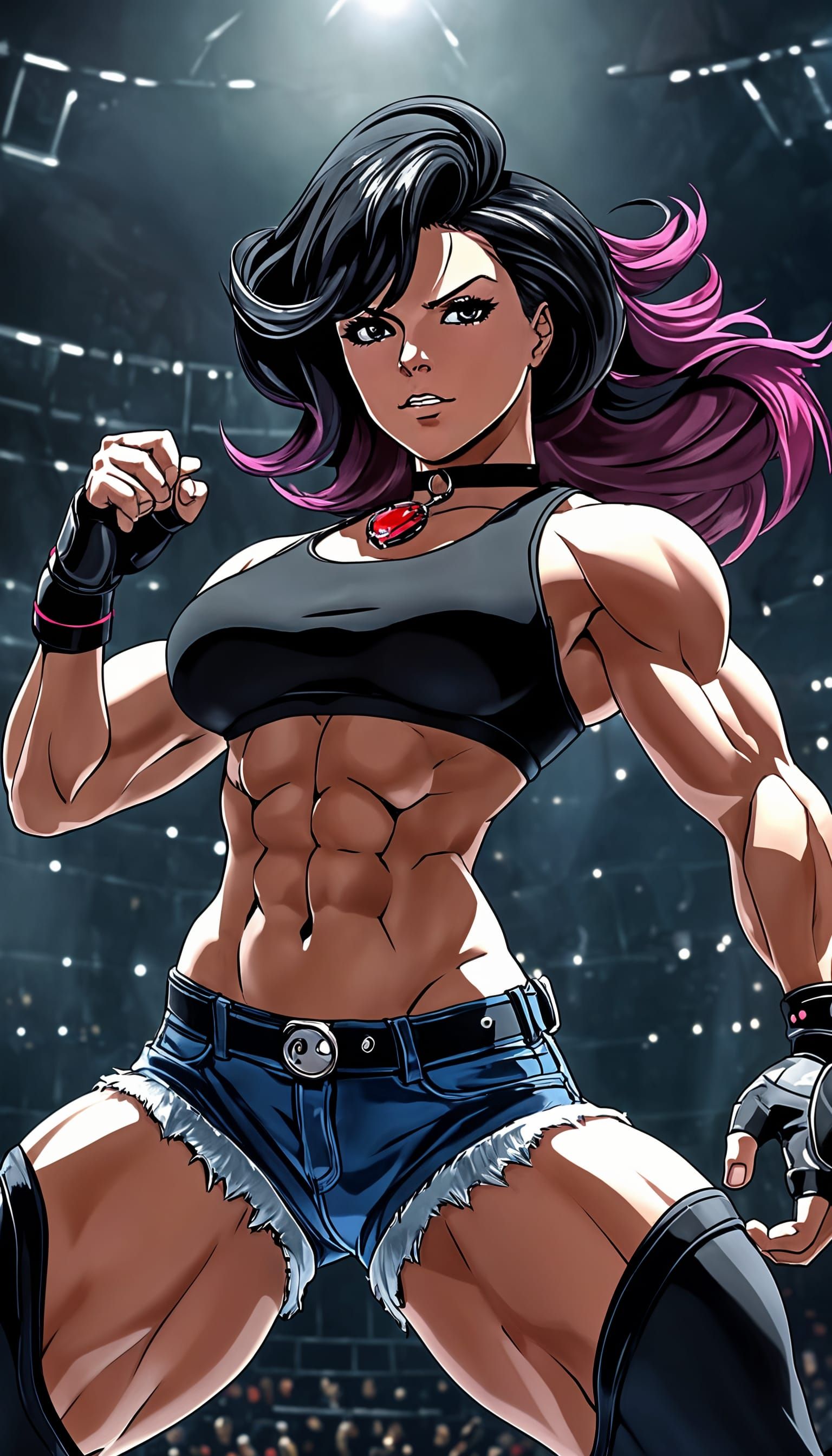 Gothic Street Brawler in Anime Style