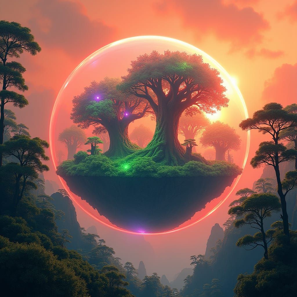 Floating Forest in Translucent Bubble