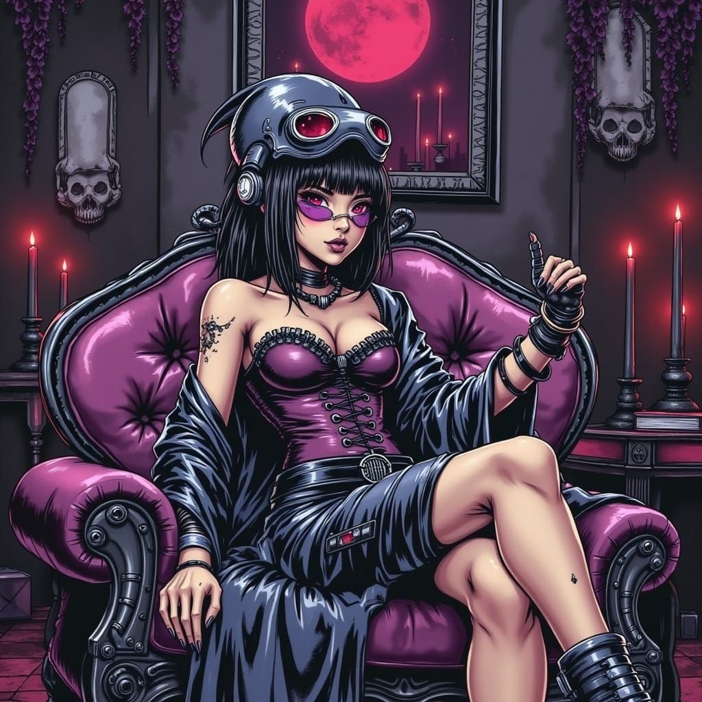 Cyberpunk Girl in Corroded Biomechanical Style