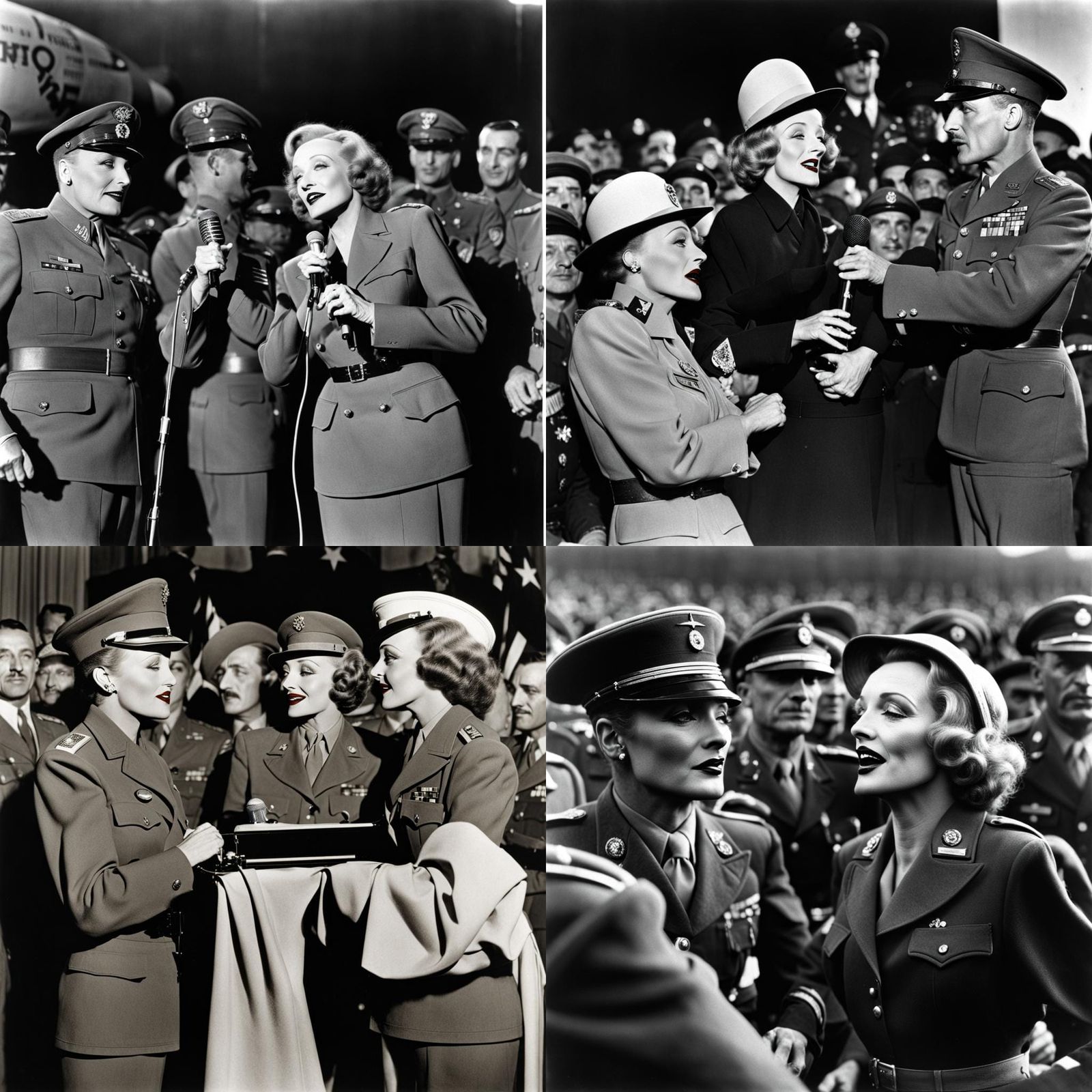 Marlene Dietrich Entertains Troops with Celebrities