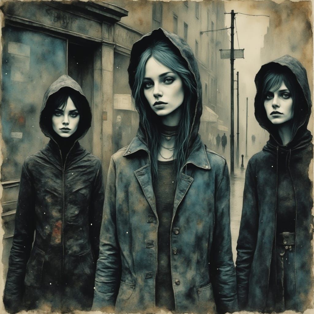 Punks and Goths in 1970s NYC Street Scene