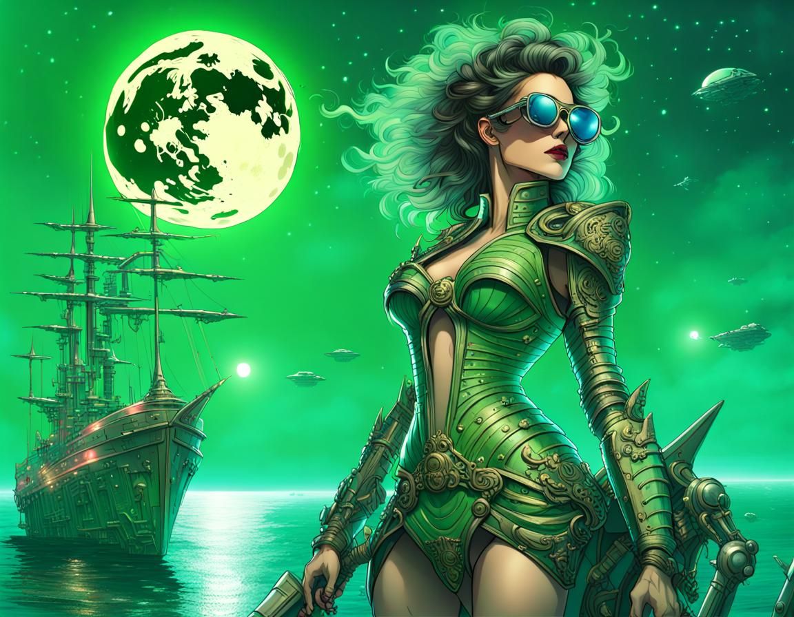 Space Knight Pin-Up in Bioluminescent Graveyard