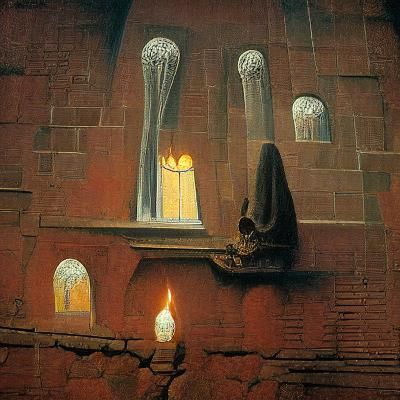 Candelabra in Monastery Window, Romantic Style