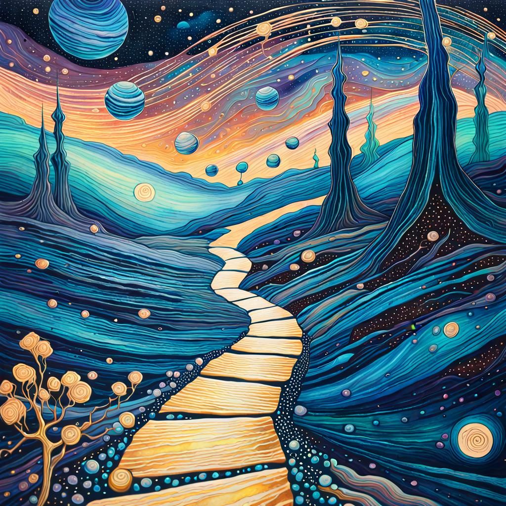 Surreal Dreamscape with Flowing Couture in Impressionist Sty...