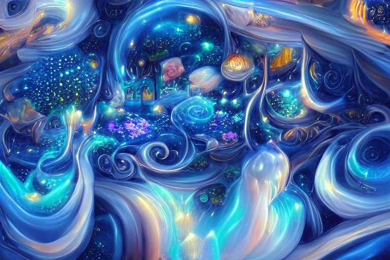 Luminous Starry Night Sky in Aetherpunk Style