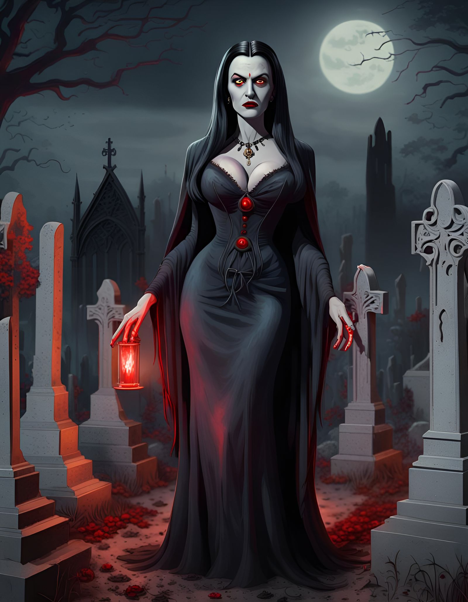 Gothic Horror Fusion: Lily Munster and Morticia Addams