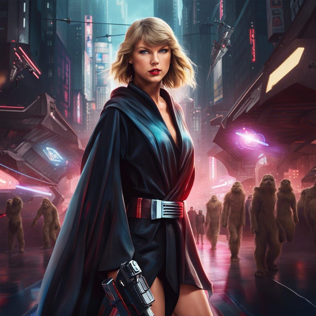 Jedi Knight Taylor Swift in Cyberpunk City