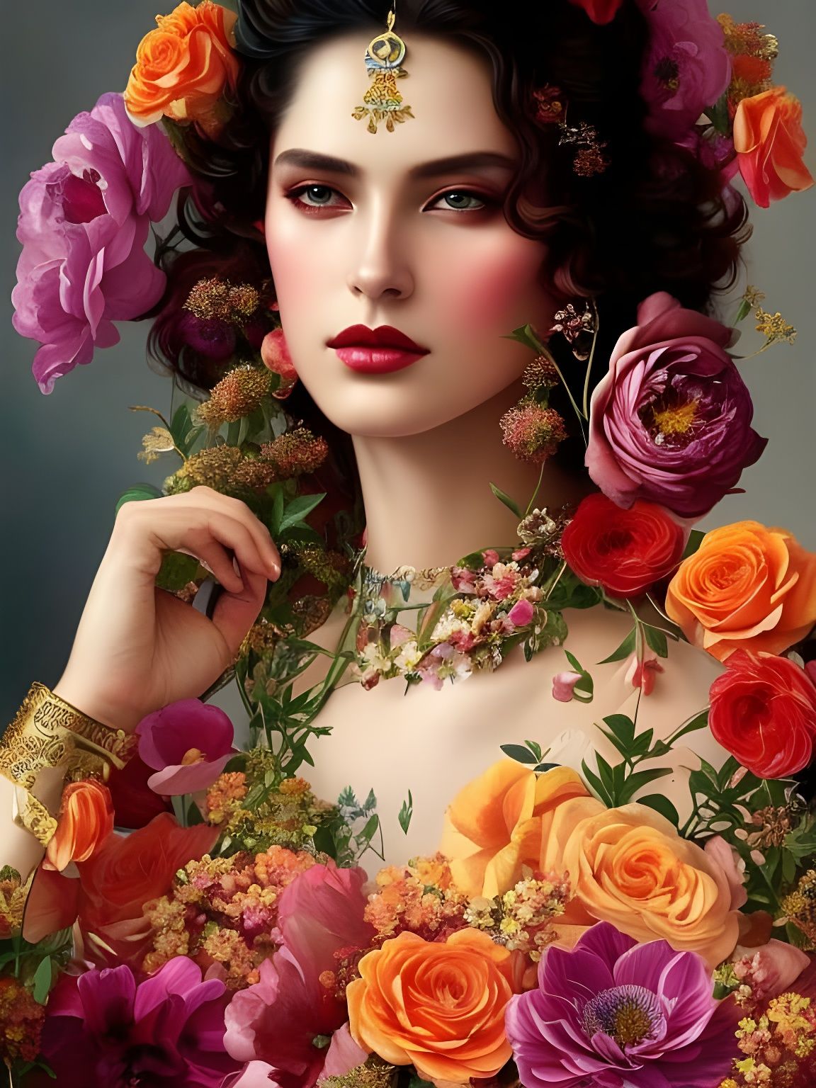 Floral Supermodel: Hyperrealistic Botanical Portrait