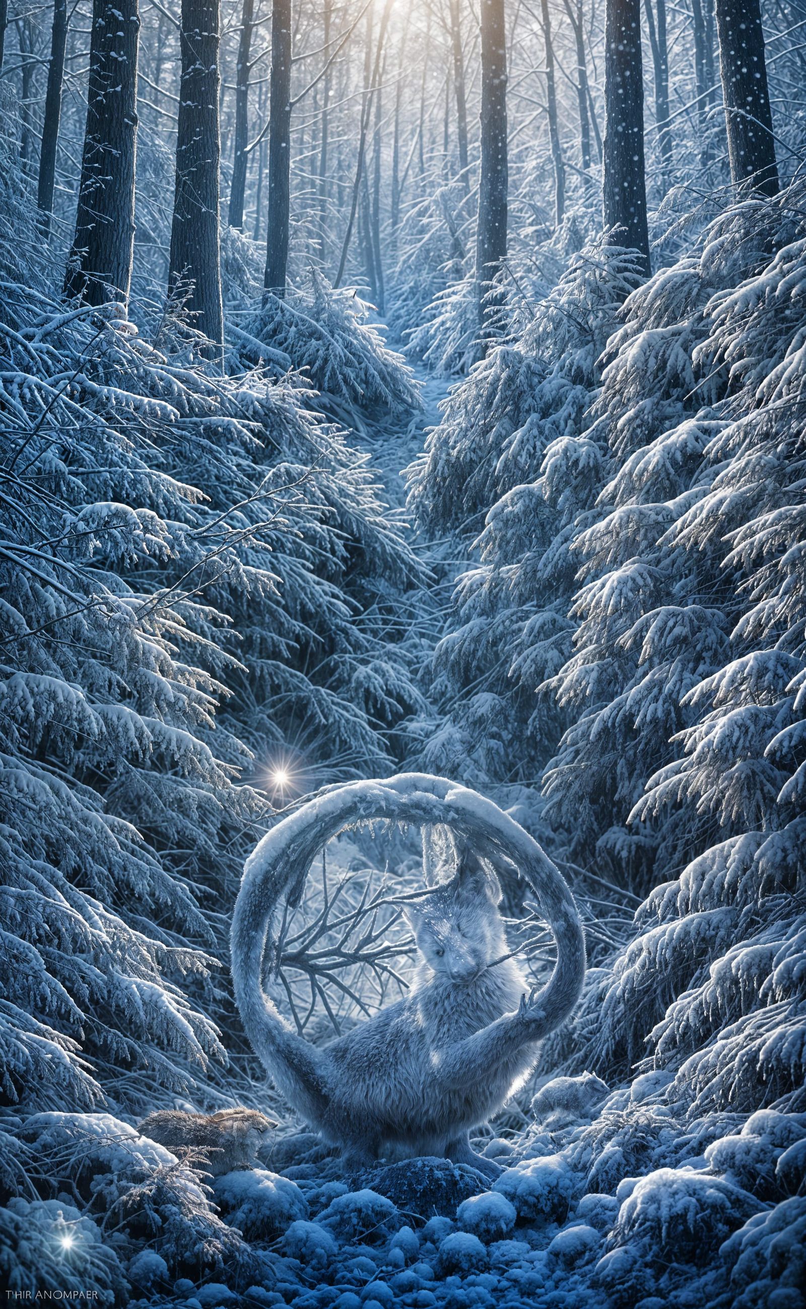 Snowfox in Ice with Flower Power Aesthetic