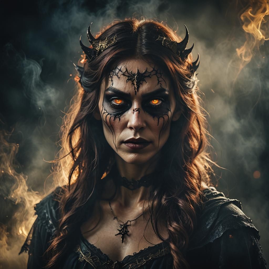 Demonic Woman Portrait in Dark Fantasy Style