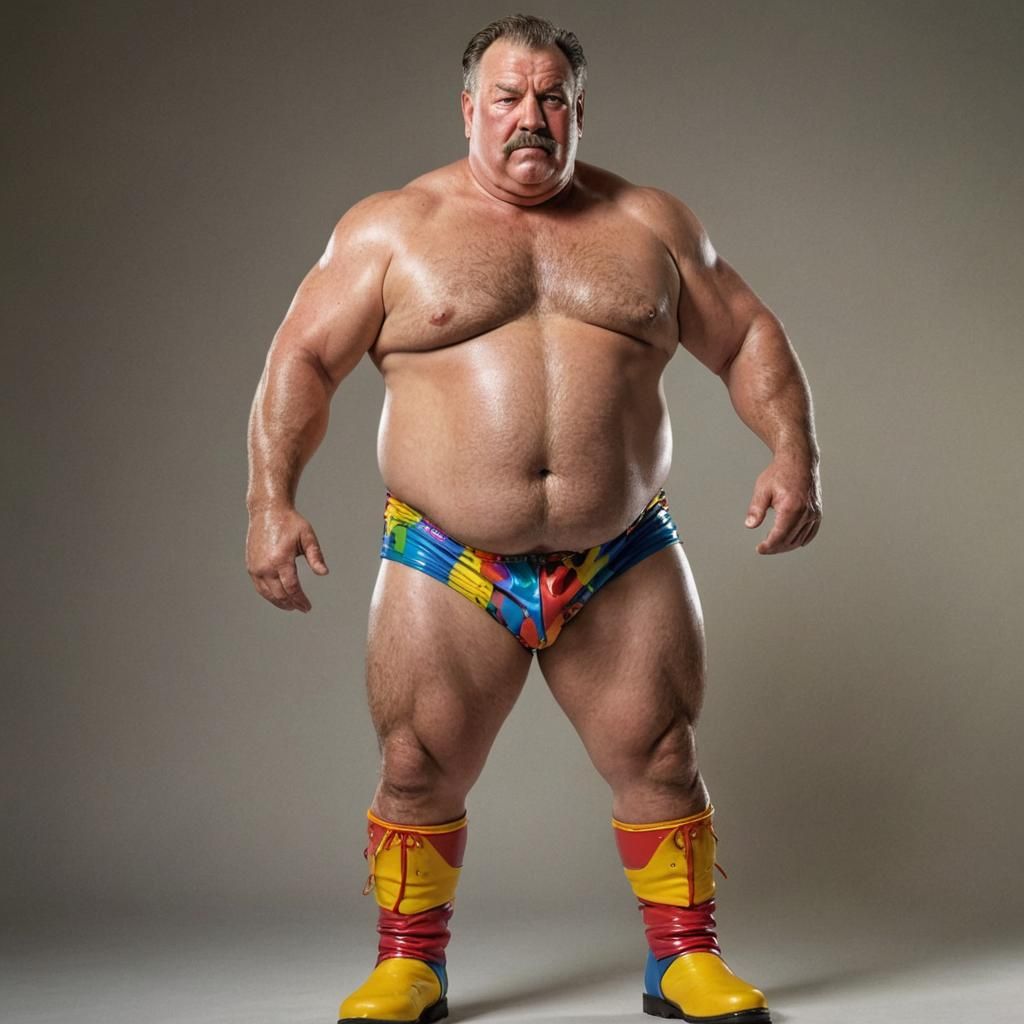 Defiant Wrestler in Vivid Digital Art