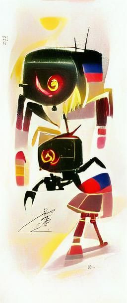 Soviet Robot Boy in Cartoon Style