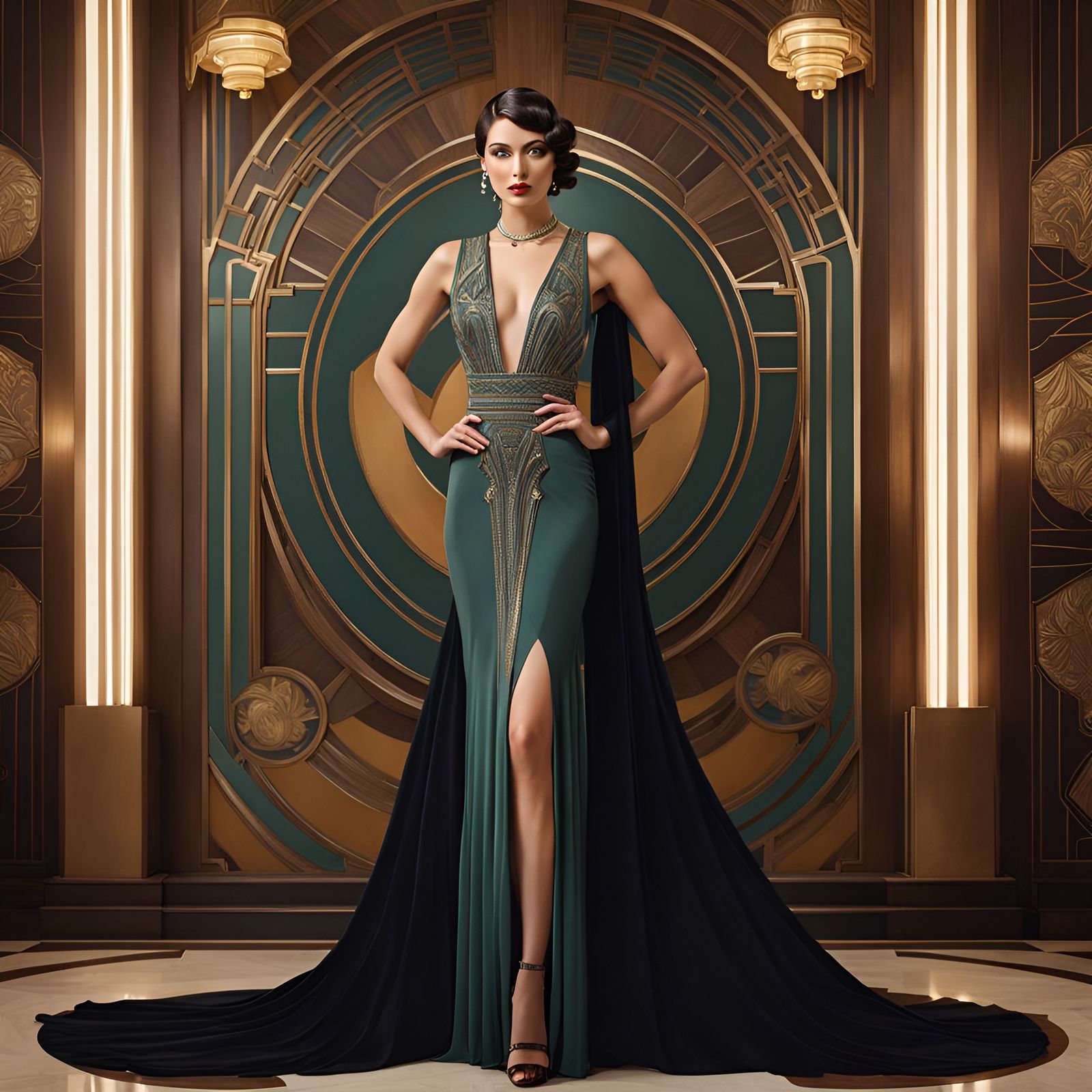 Art Deco Woman Portrait in Photorealistic Style