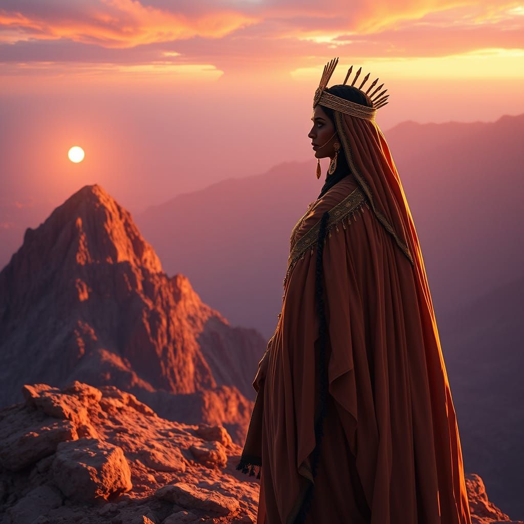 Majestic Berber Queen Surveys Her Kingdom from a Towering Mo...