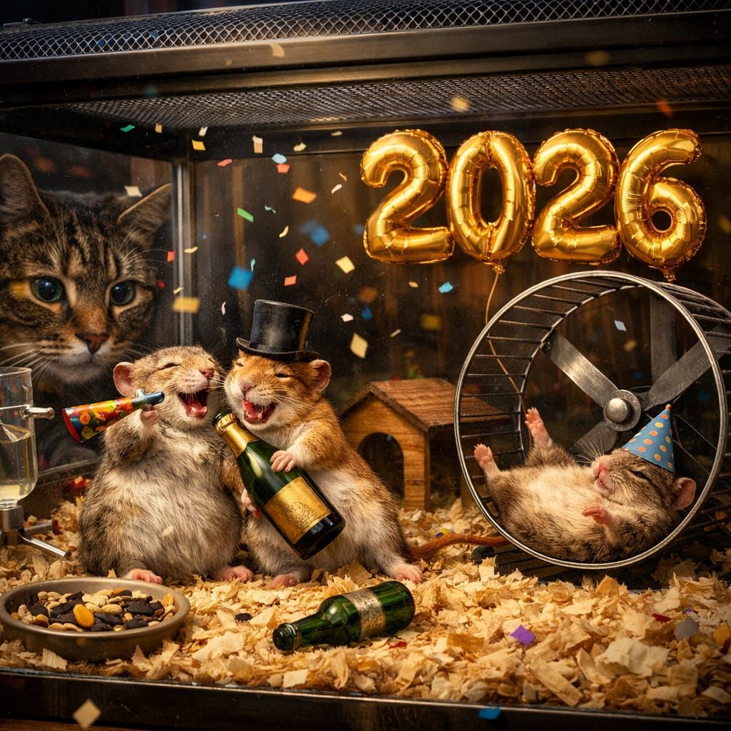 Drunk Gerbils Celebrate New Year's Eve in an Aquarium