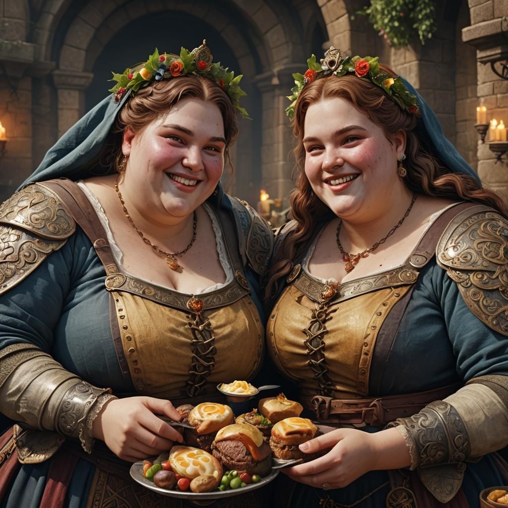 Romantic Medieval Lesbian Couple in Detailed Digital Paintin...