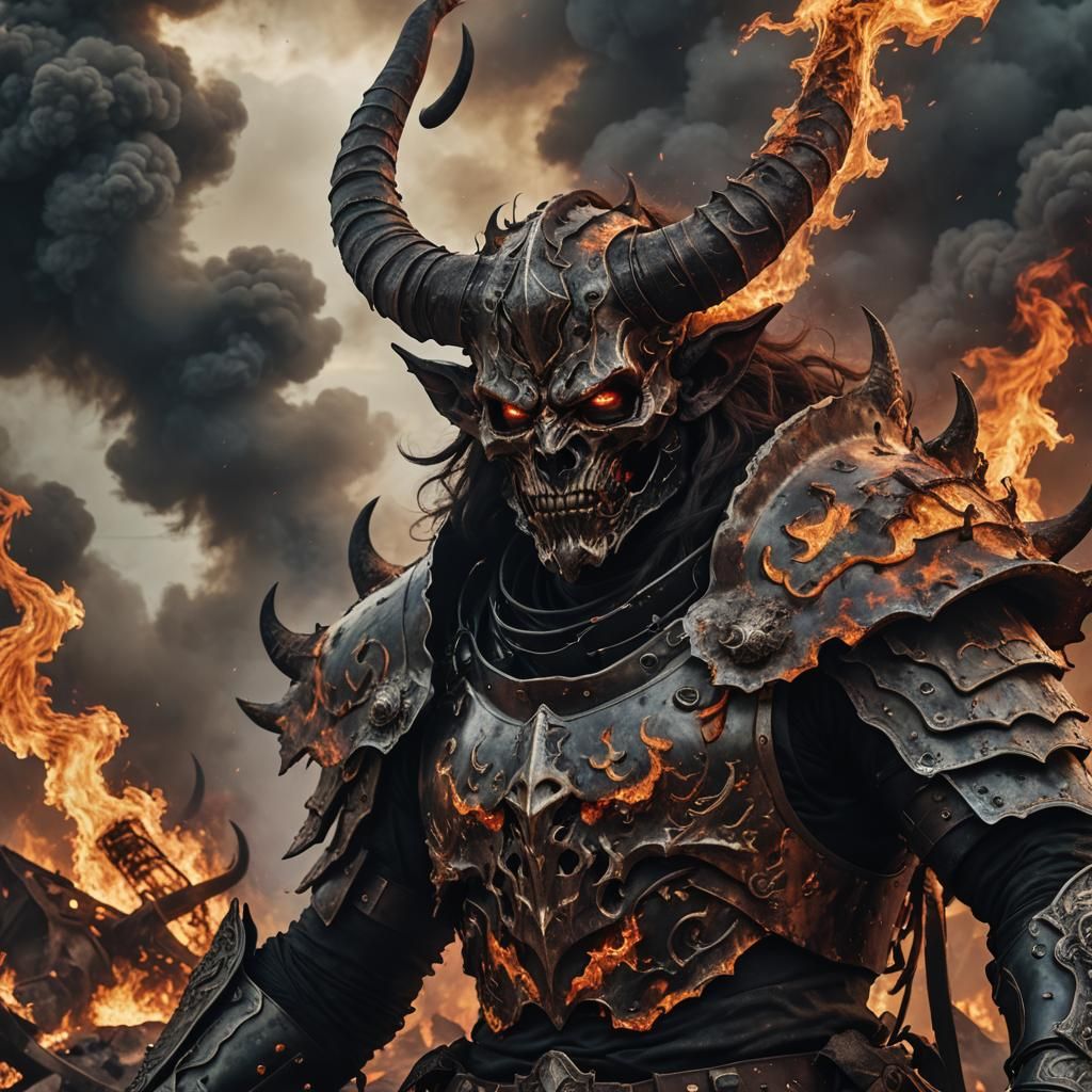 Demonic Aries in Hellfire: Dark Fantasy Art