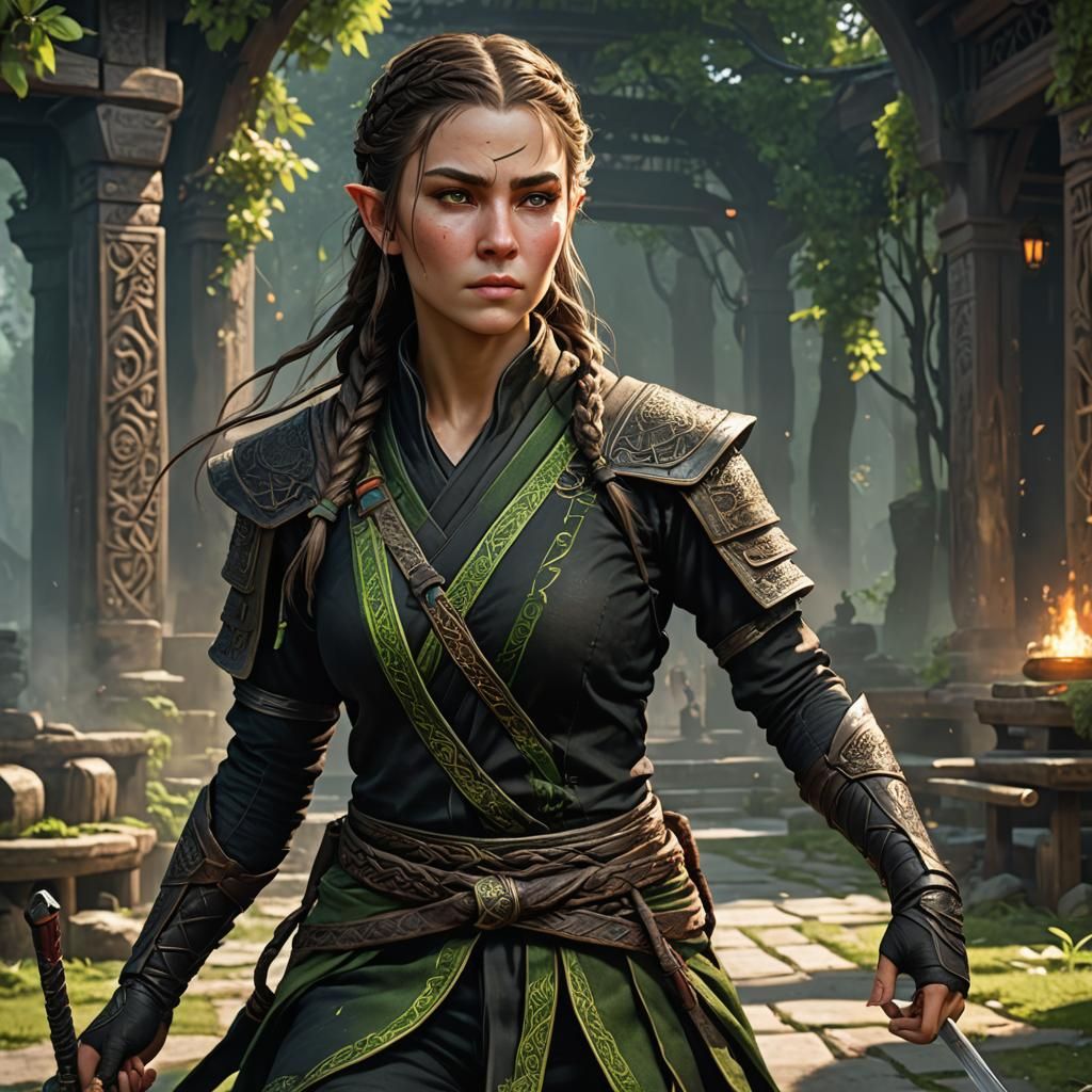 Elven Ninja in Dark Fantasy Concept Art