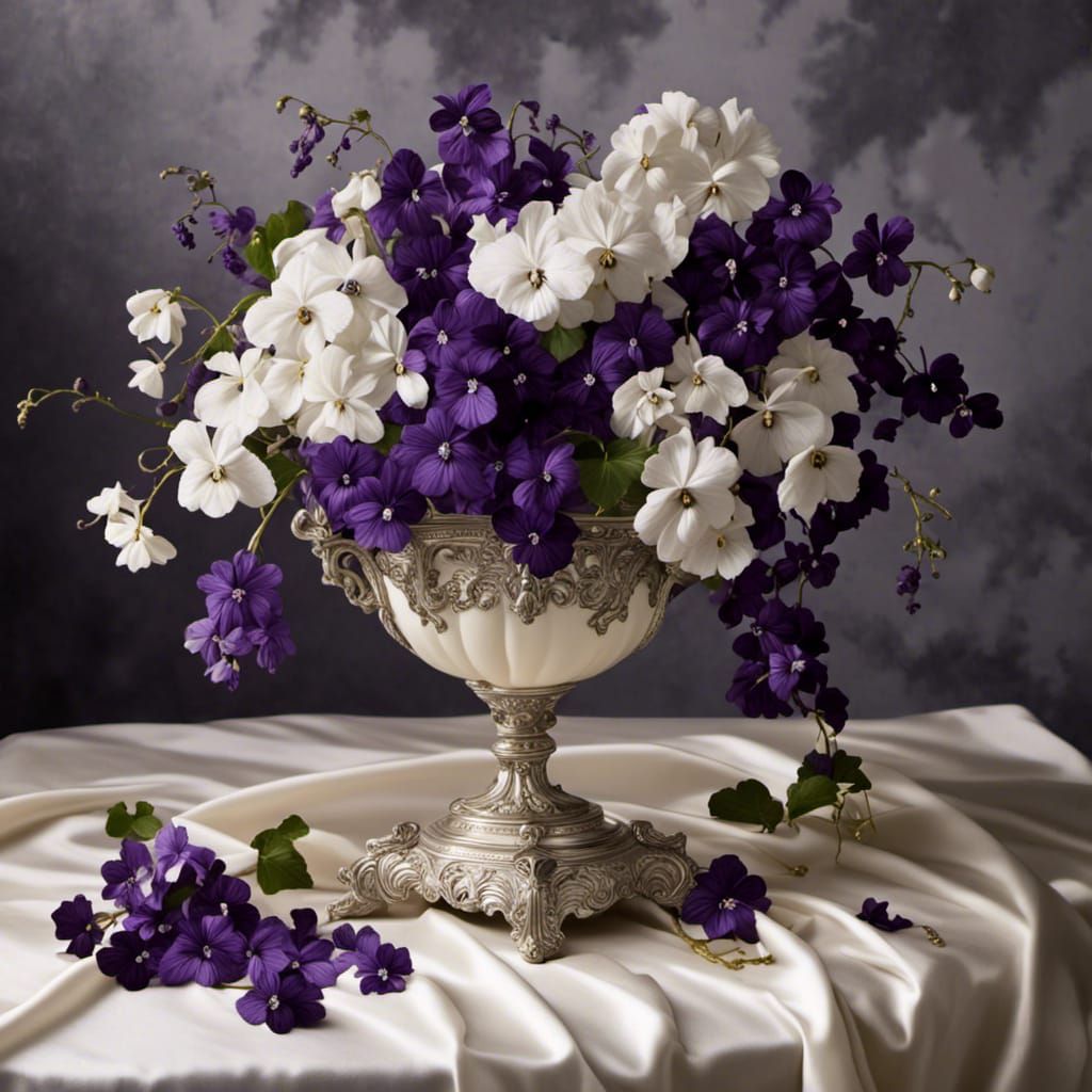 Vase of Violets in Gothic Glamour Style
