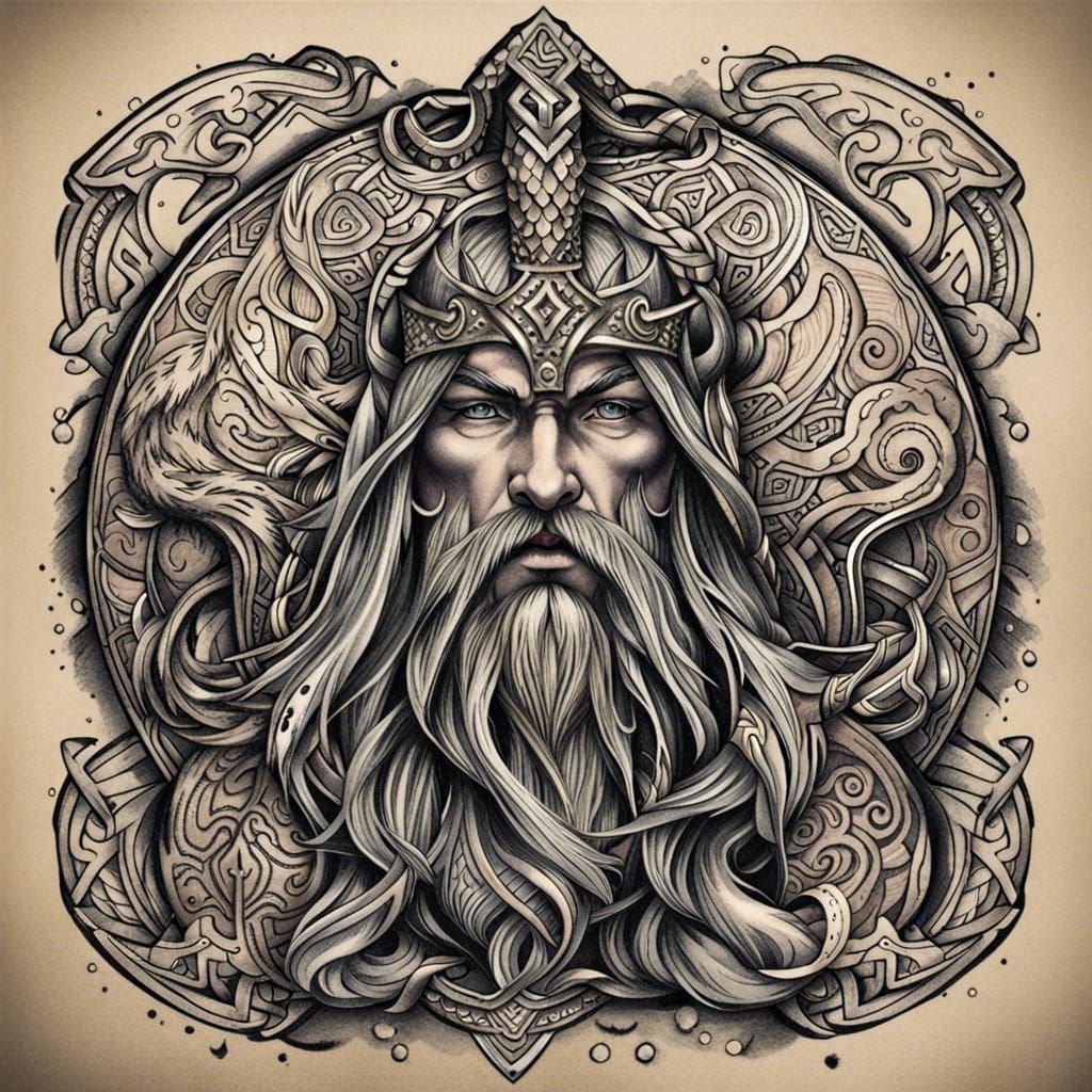 Norse Mythology Tattoo Design Art