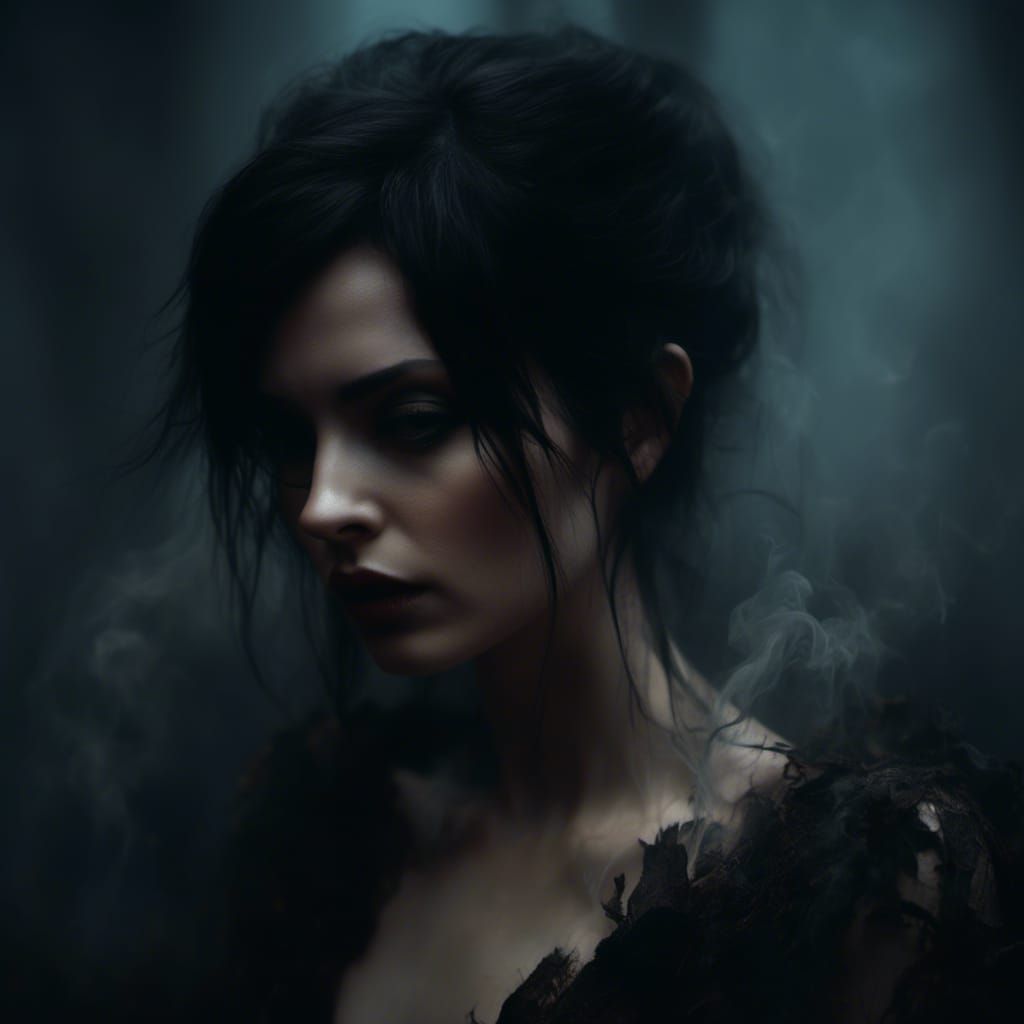 Smoky Spectral Woman in Dark Fantasy Art