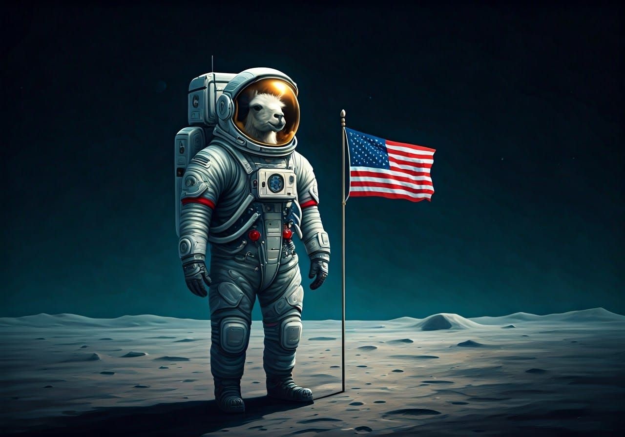 Llama Astronaut on the Moon in Abstract Style