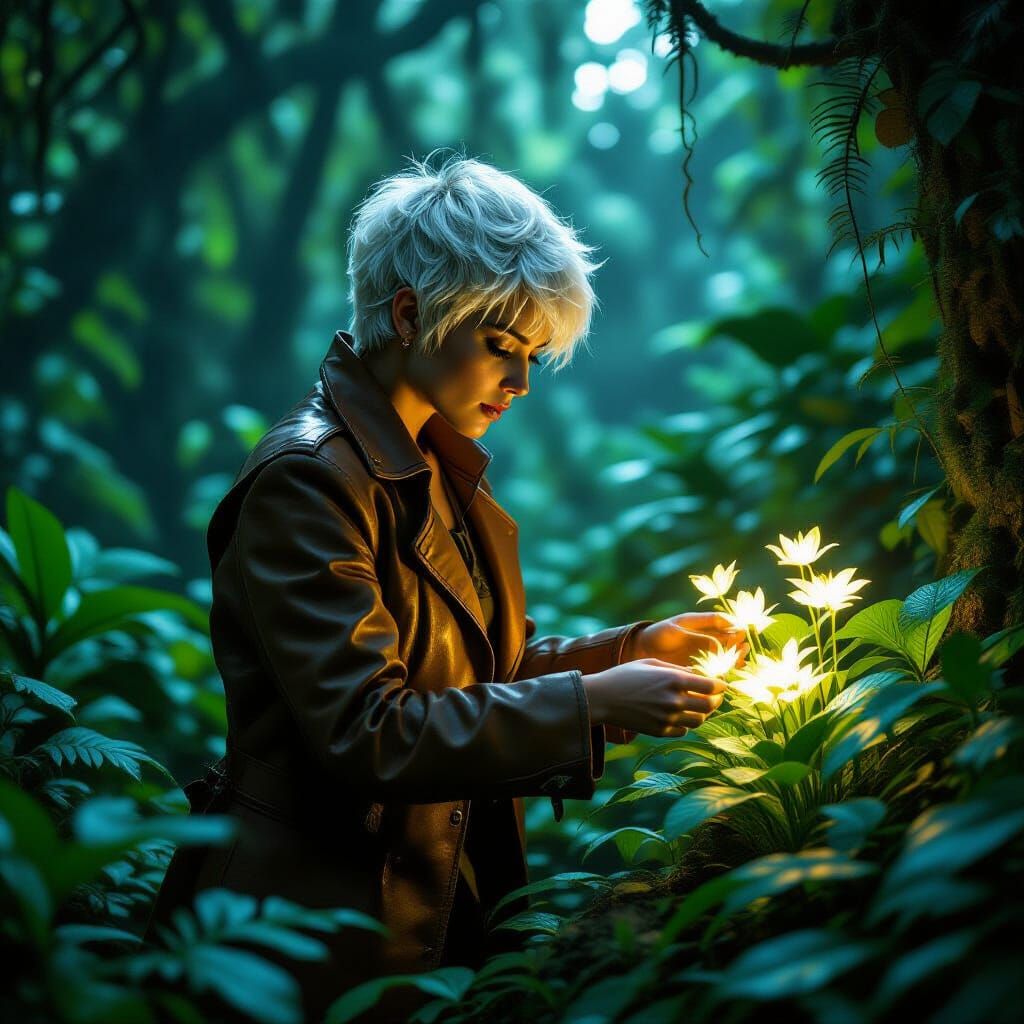 Botanist in Alien Jungle: Matte Painting Style