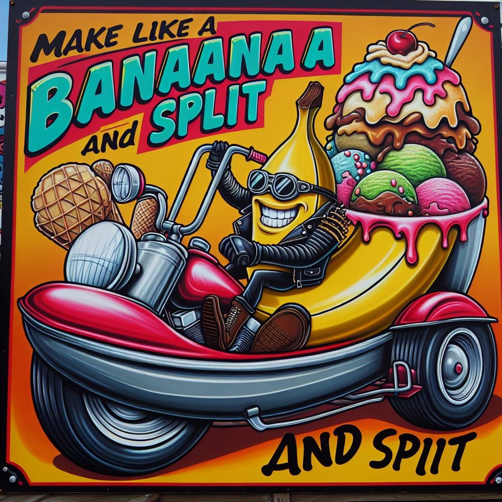Banana Biker Ice Cream Signboard: Make Like A Banana