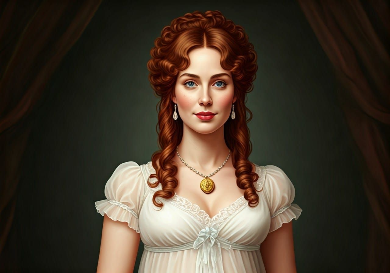 Regency Era Woman Portrait in Fashionable Dress