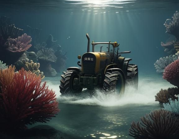 Underwater Tractor Plows Seabed in 3D Game Style