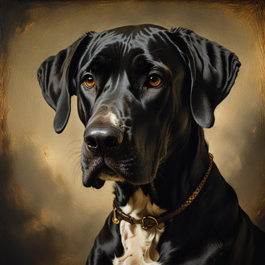 Majestic Great Dane Portrait in Oil Painting Style