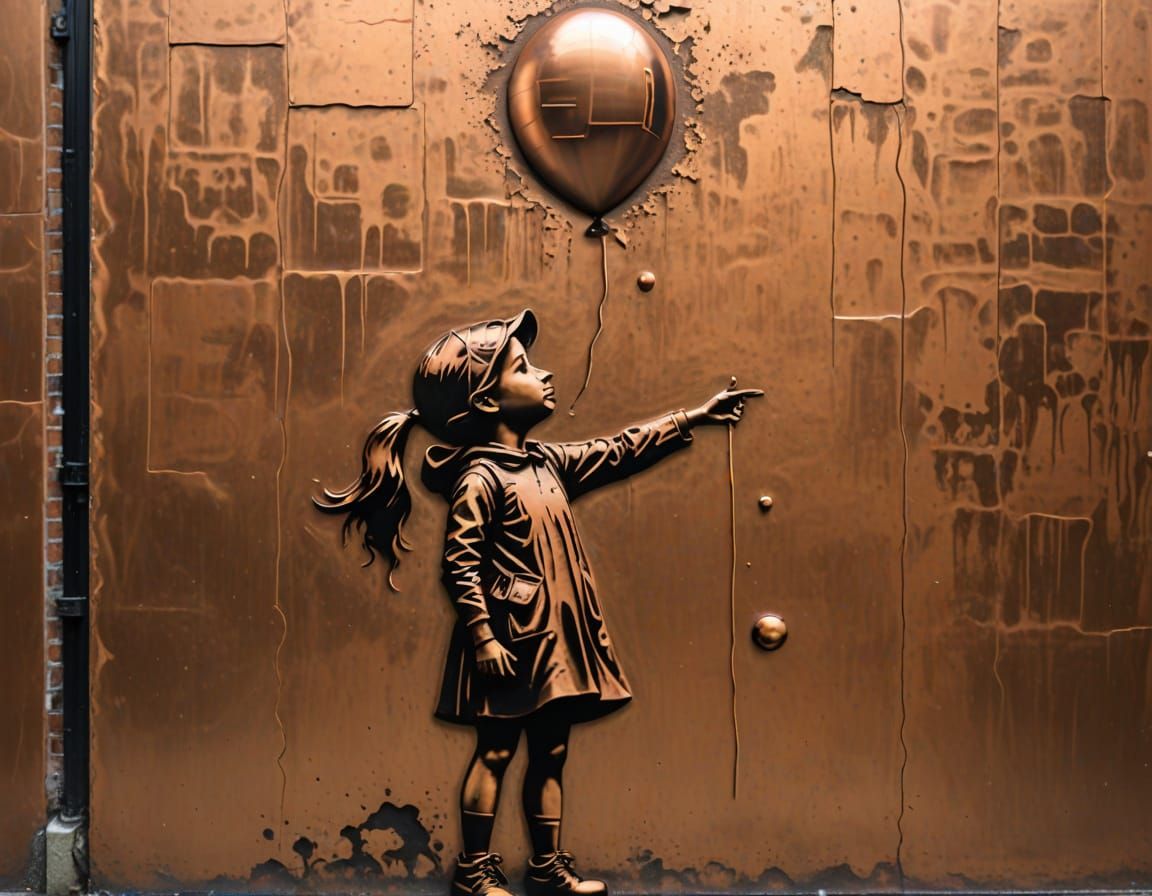 Copper Street Art Mural: 3D Mold Print Inspired by Girl with...
