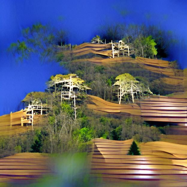 Lush Treetops Covering Rolling Hillside