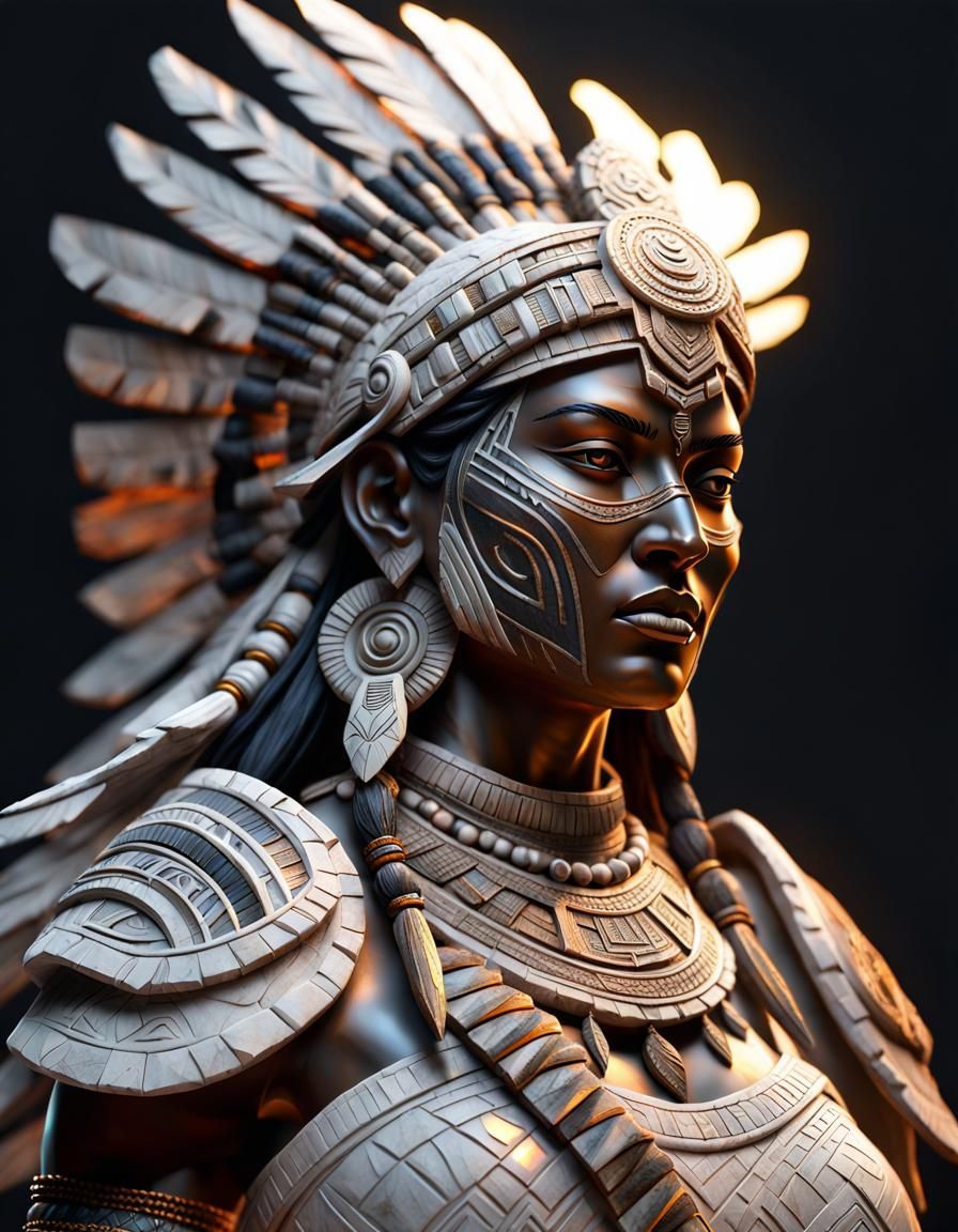 Marble Statue of a Tribal Warrior