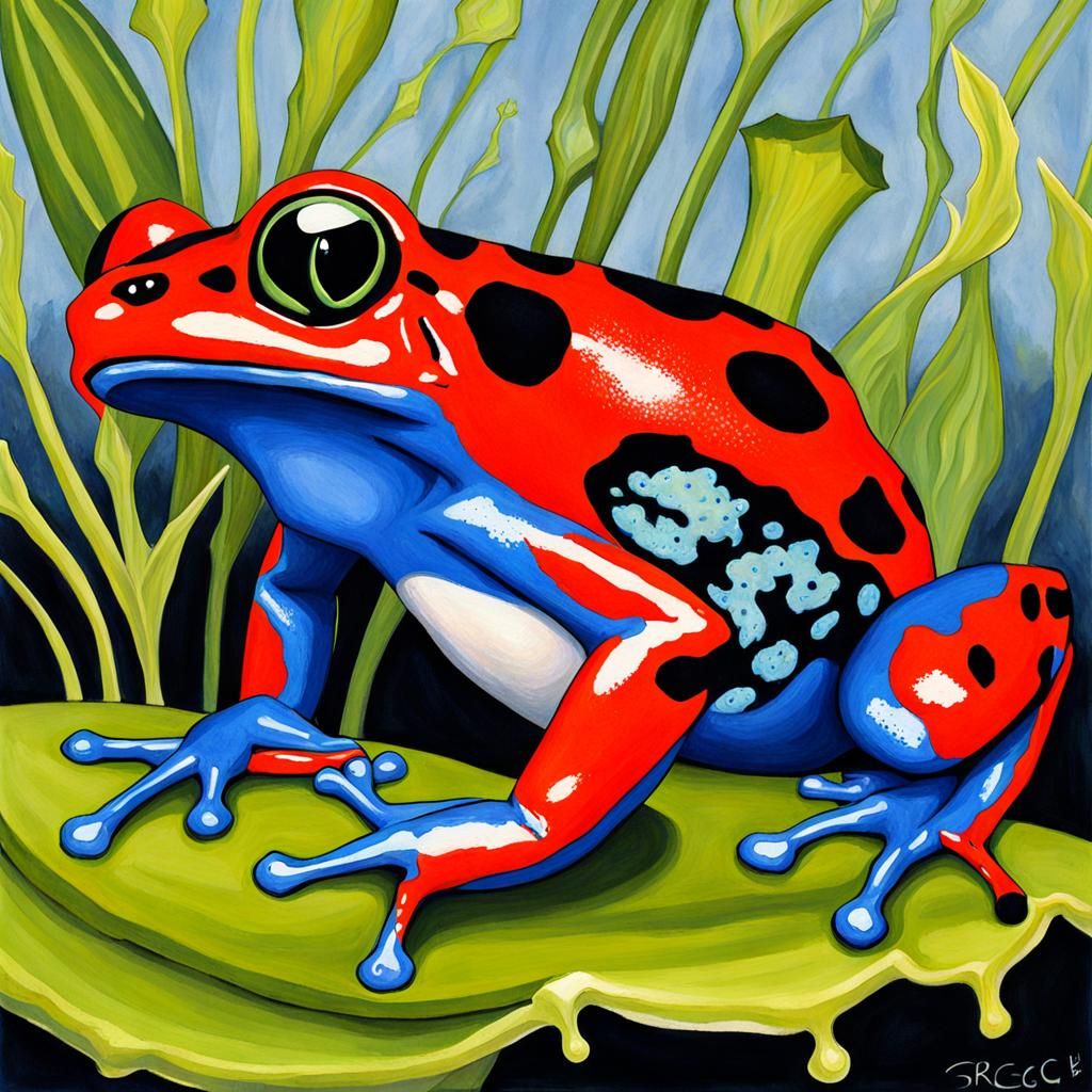 Poison Dart Frog Prince: Gouache Painting
