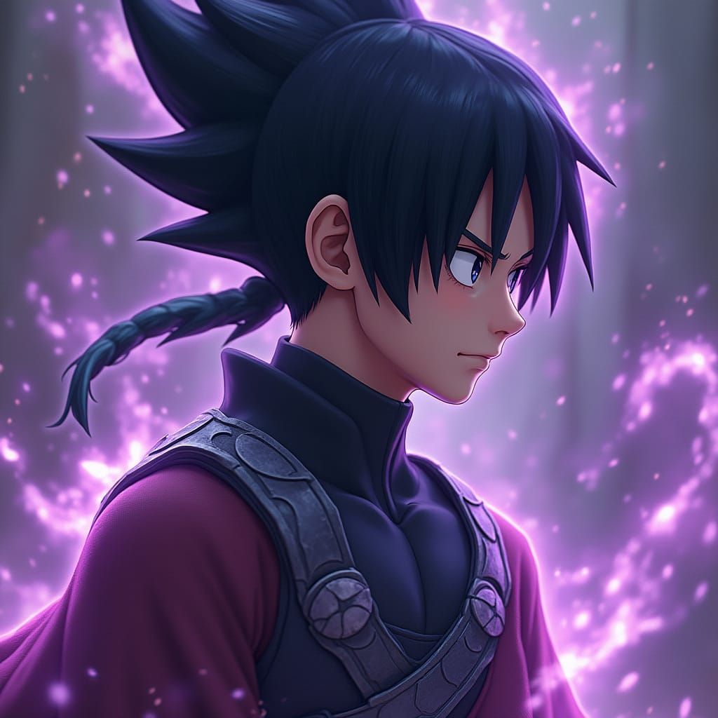 Sasuke and Gohan Fusion in Detailed Matte Painting Style