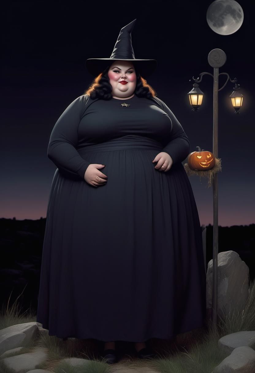 Chiaroscuro Witch Portrait in Pin-Up Style