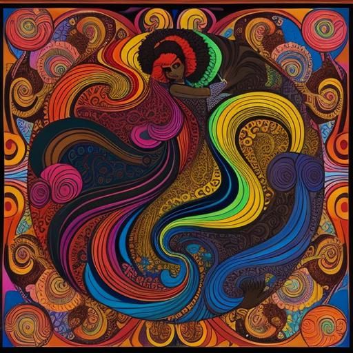 Colorful Couple in Candyland: Aubrey Beardsley Style