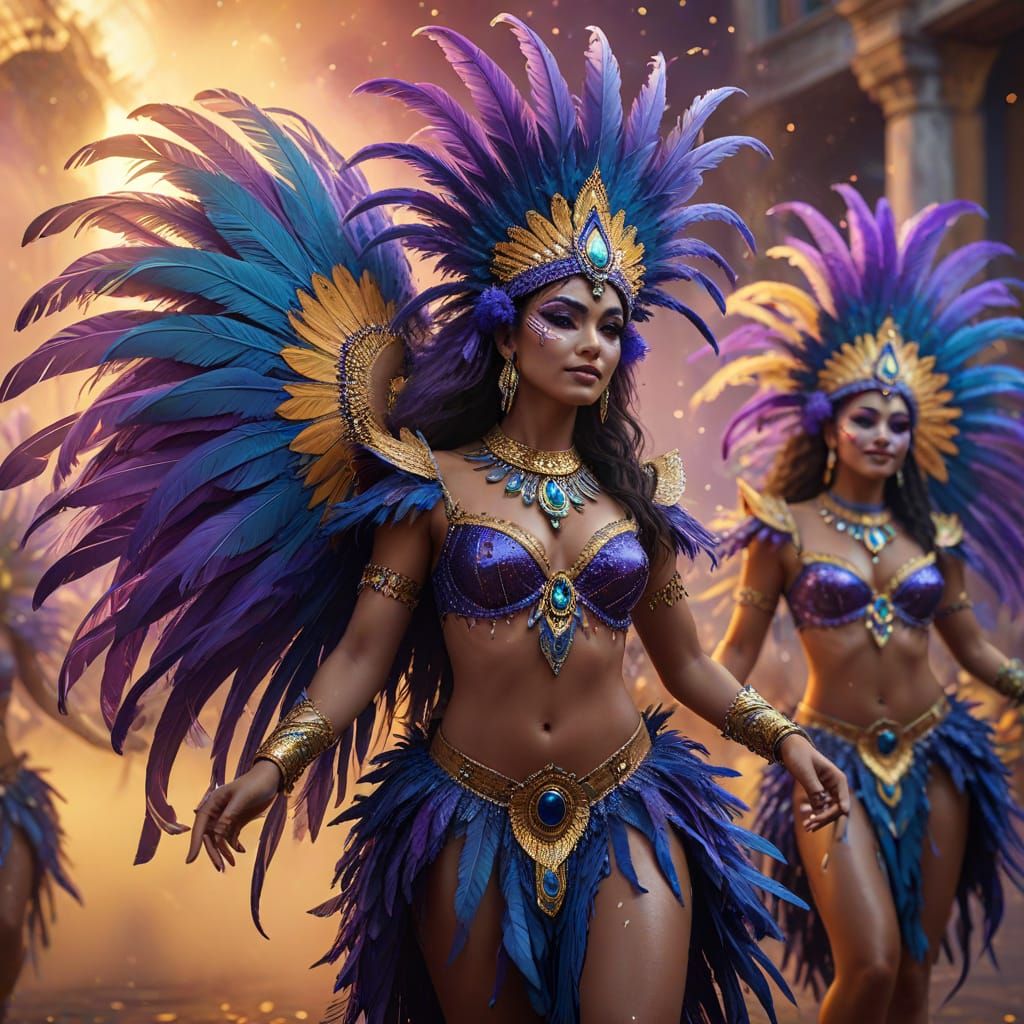 Brazilian Carnival Dancers in Fantasy Matte Painting