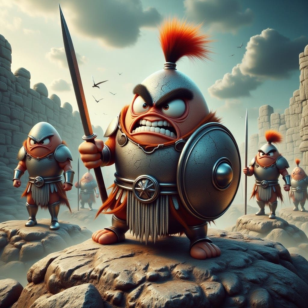 Furious Egg Roman Legionary Defending Hadrian's Wall