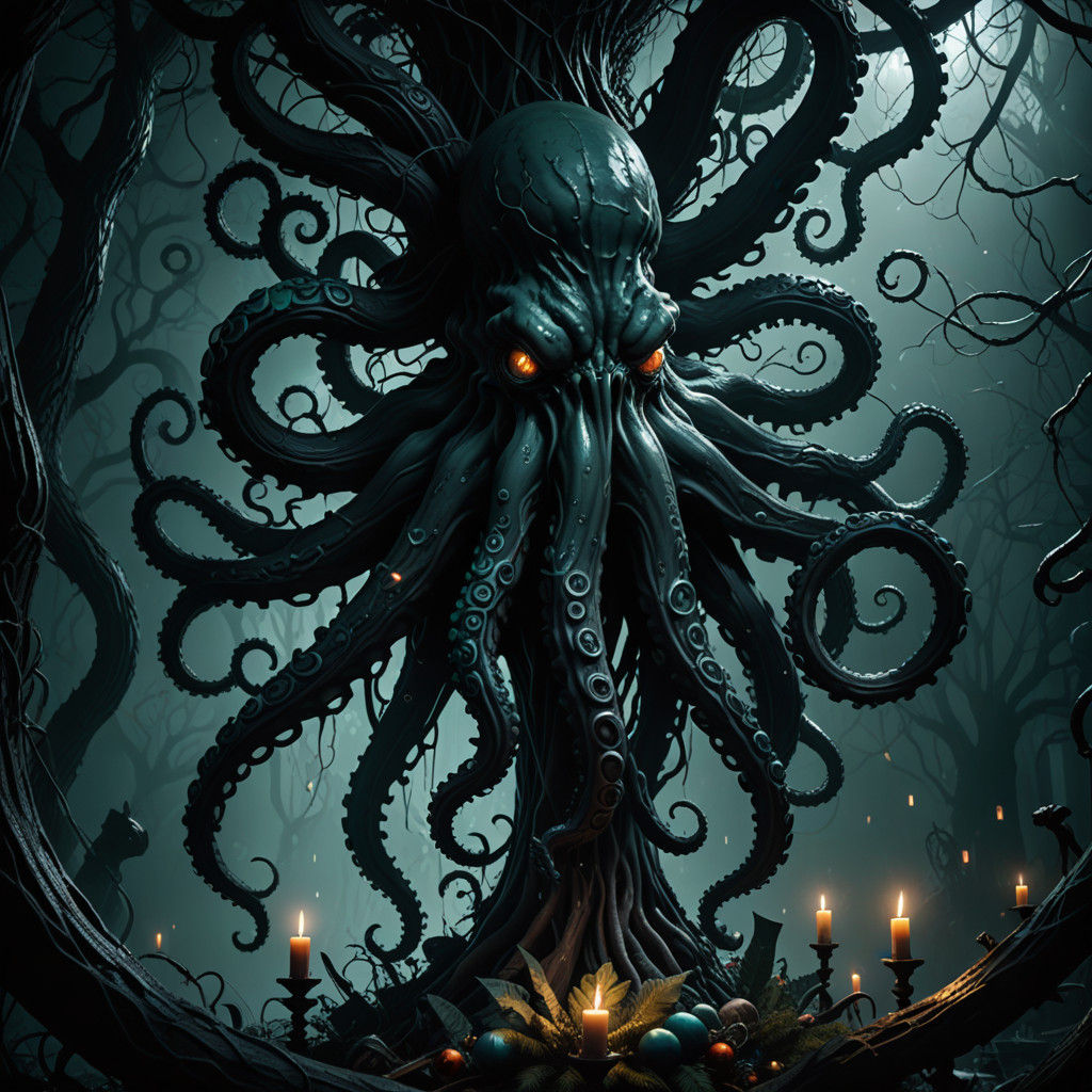 Twisted Christmas Nightmare in Dark, Foreboding Hues