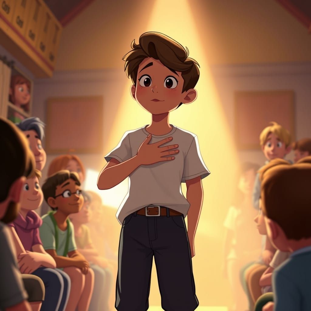 Young Person Testifying Courageously in Disney Style