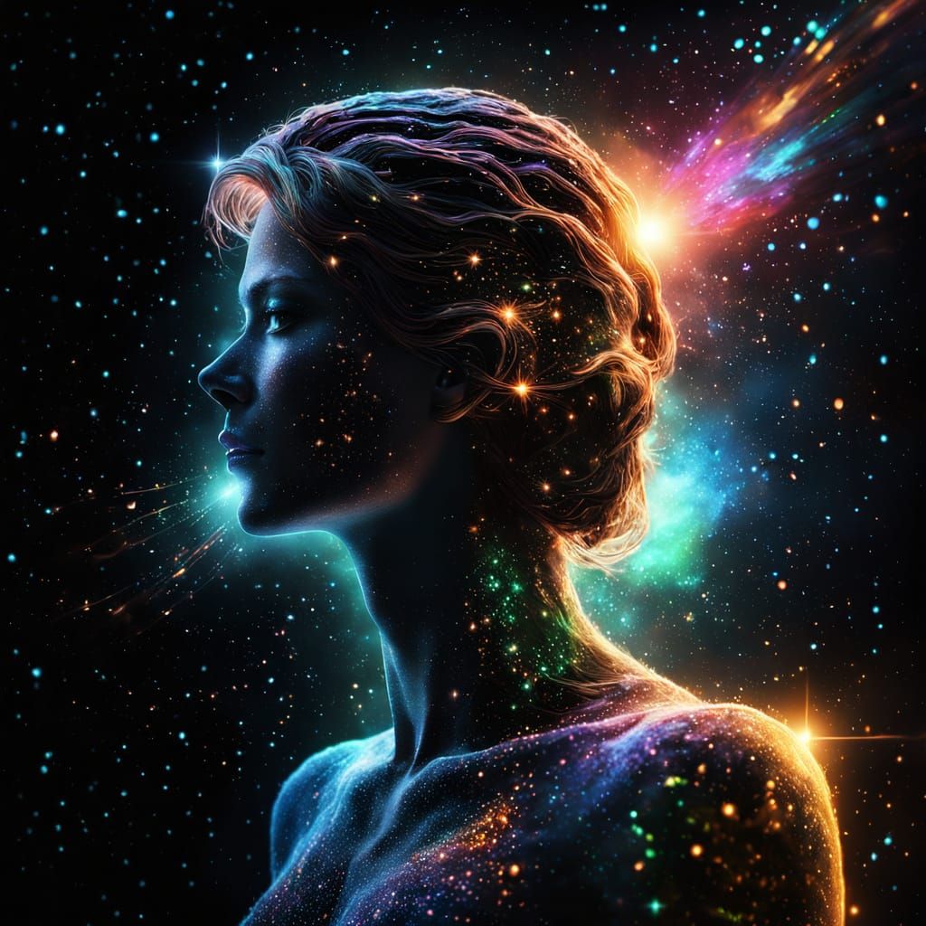 Stellar Human Portrait in Vibrant Cosmic Art